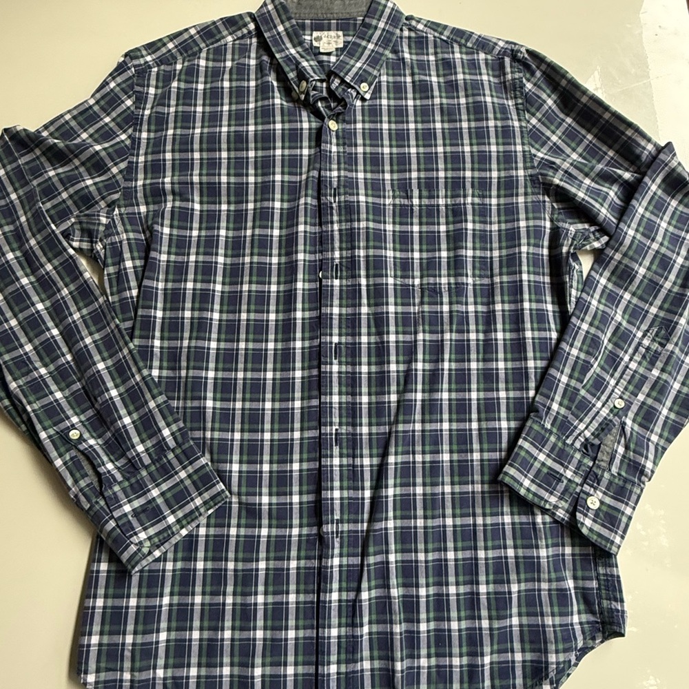 J. Crew Blue and Green Checkered Casual Shirt